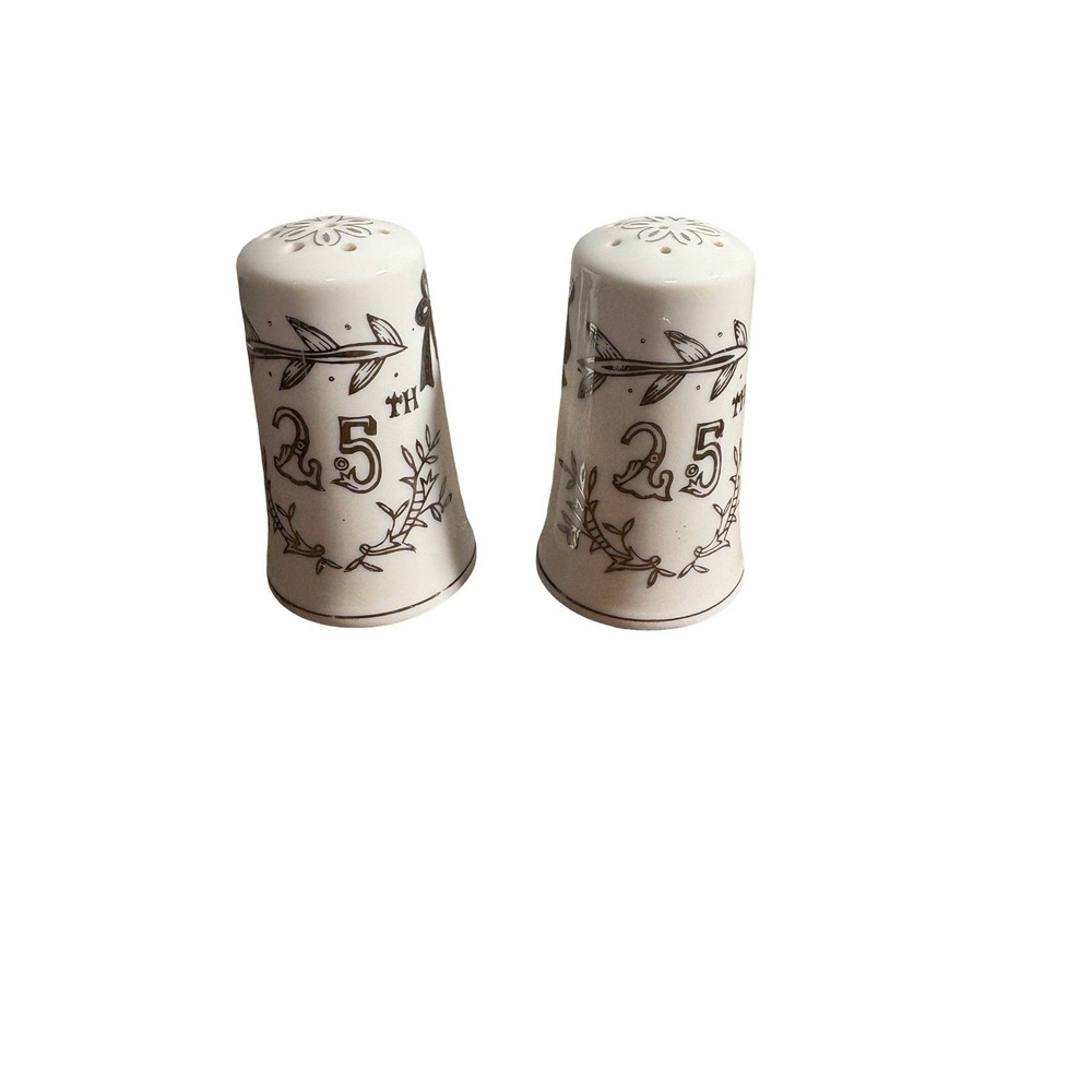 Vintage Lefton Collectable 25th Anniversary Salt and Pepper Shakers 1957 Granny